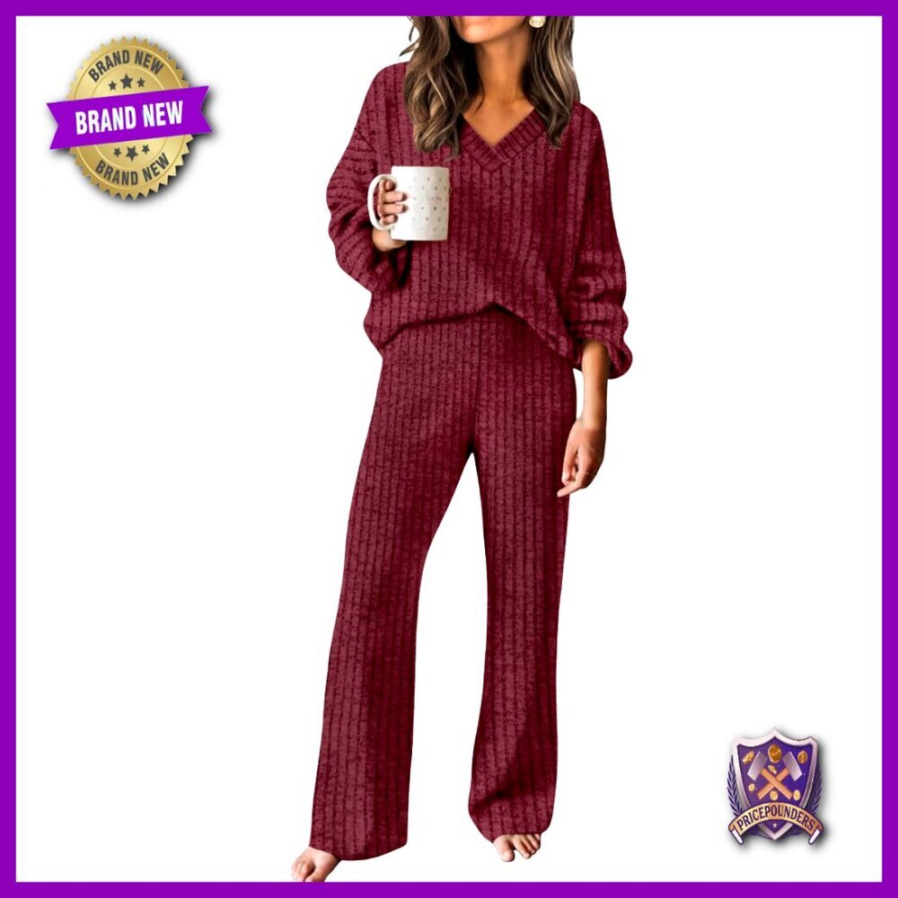 Soft Lounge Set Sweater Pants Matching Track Suit Women's Size L